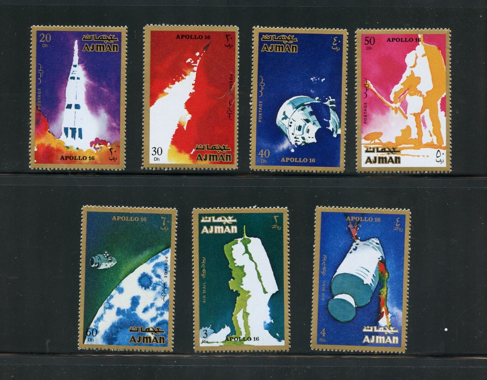 Z643  Ajman  1971  space  Apollo 16   7v.      MNH