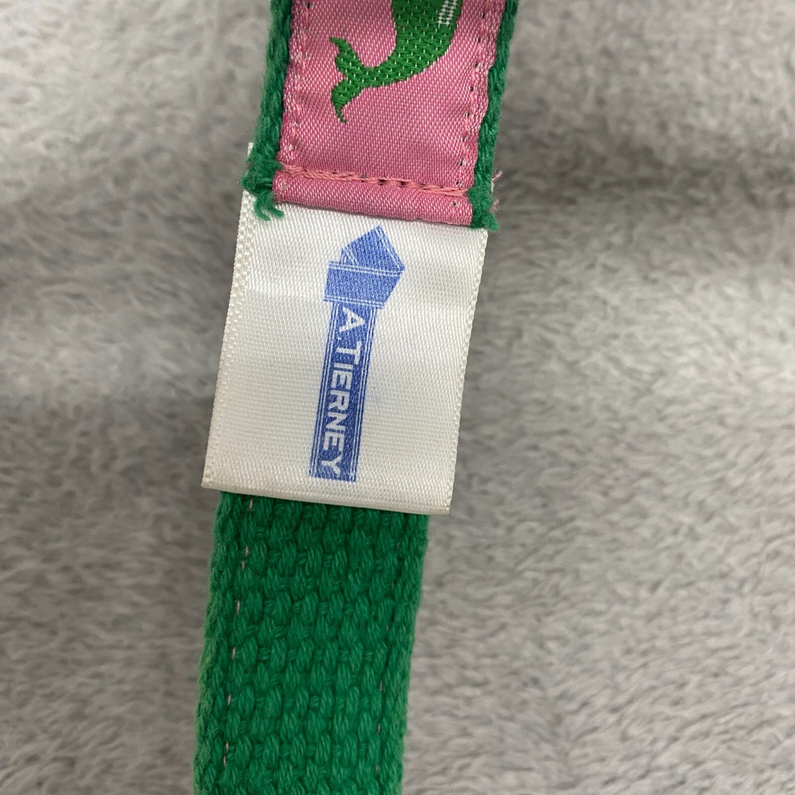 A Tierney Belt Girls M Pink Green Whale Nautical Preppy Ribbon D Ring USA 5