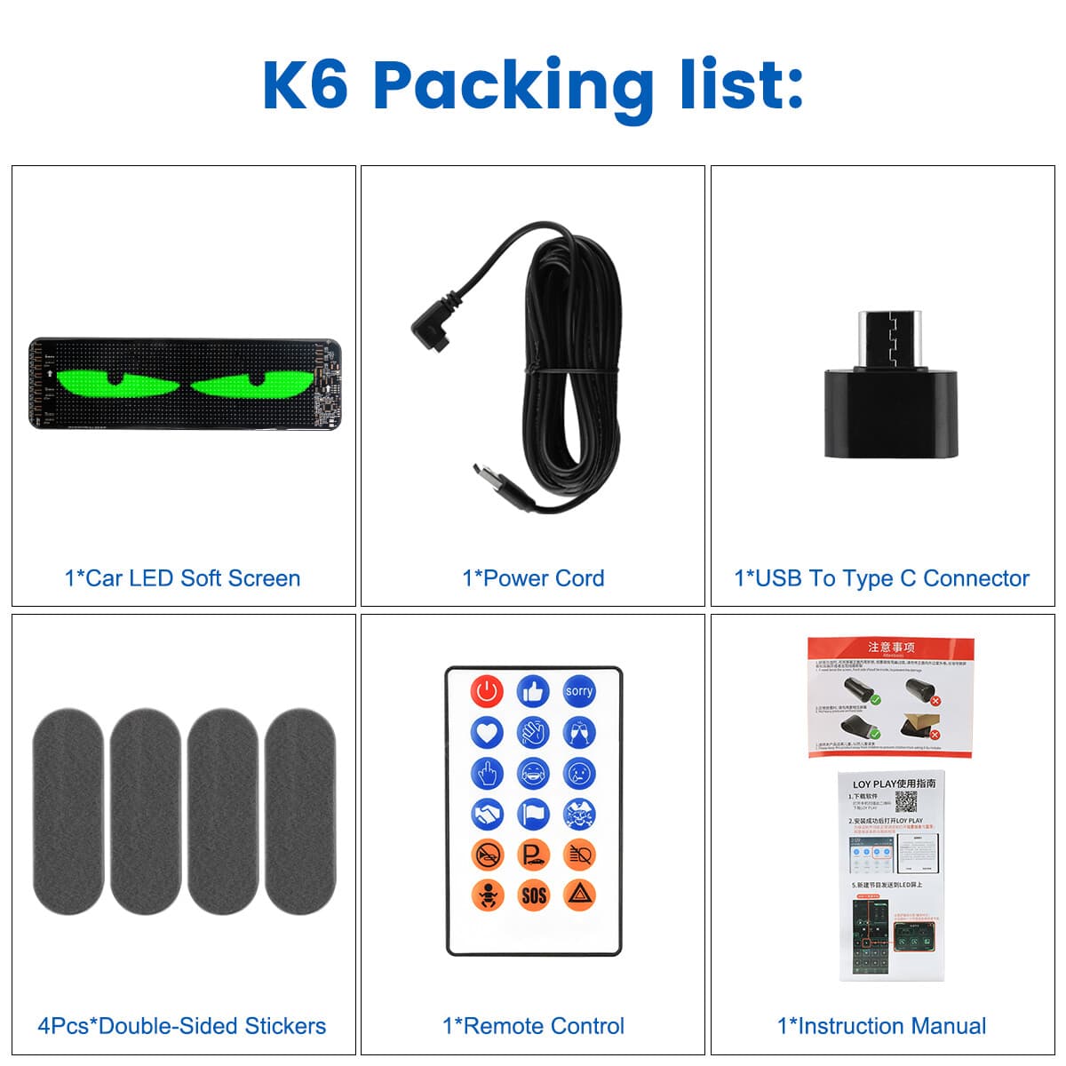 USB LED Car RGB Display Screen Flexible Sign Scrolling Message APP Programmable