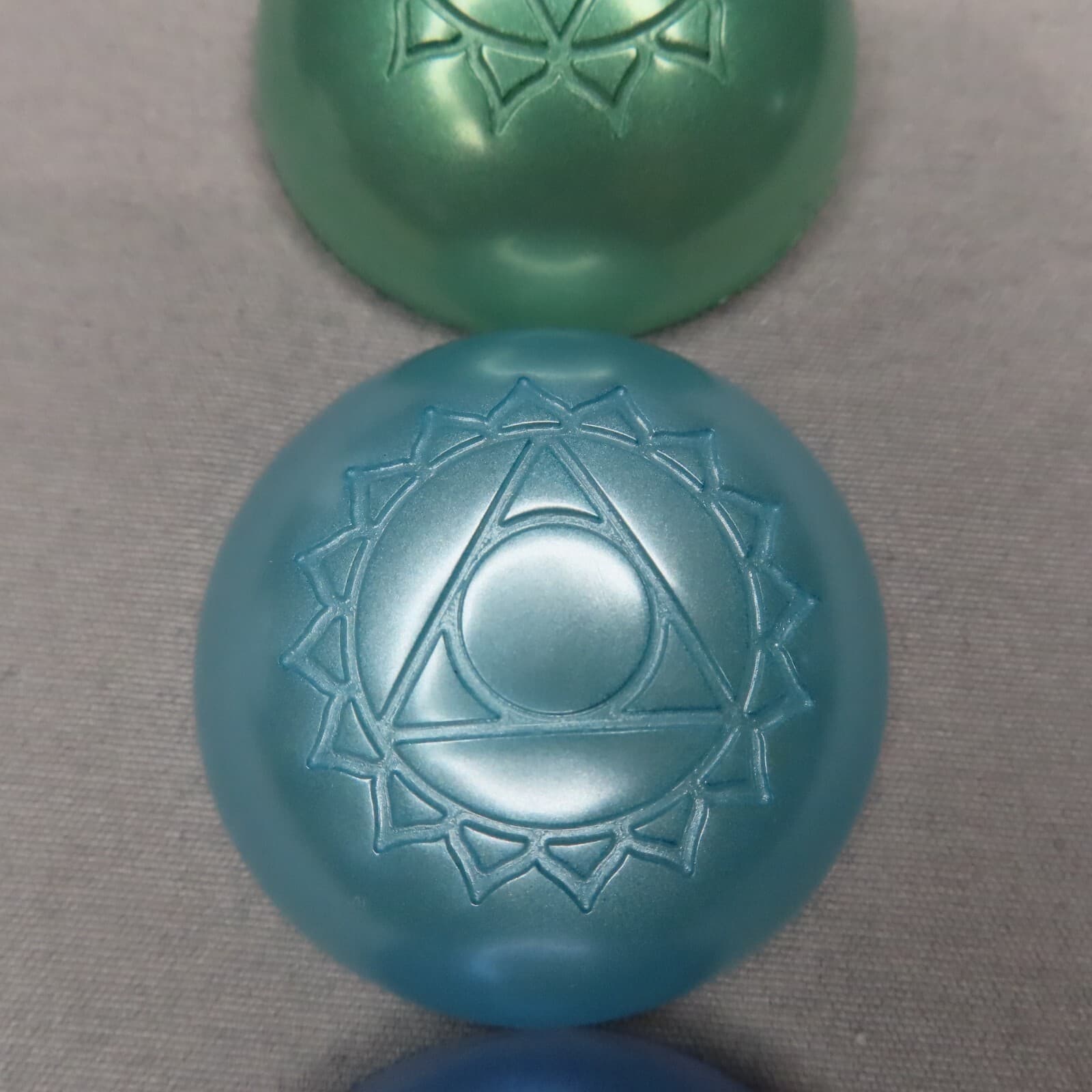SANSKRIT Chakra Stones Set of 7 Round Dome Resin Wiccan Pagan Hindu Meditation 4