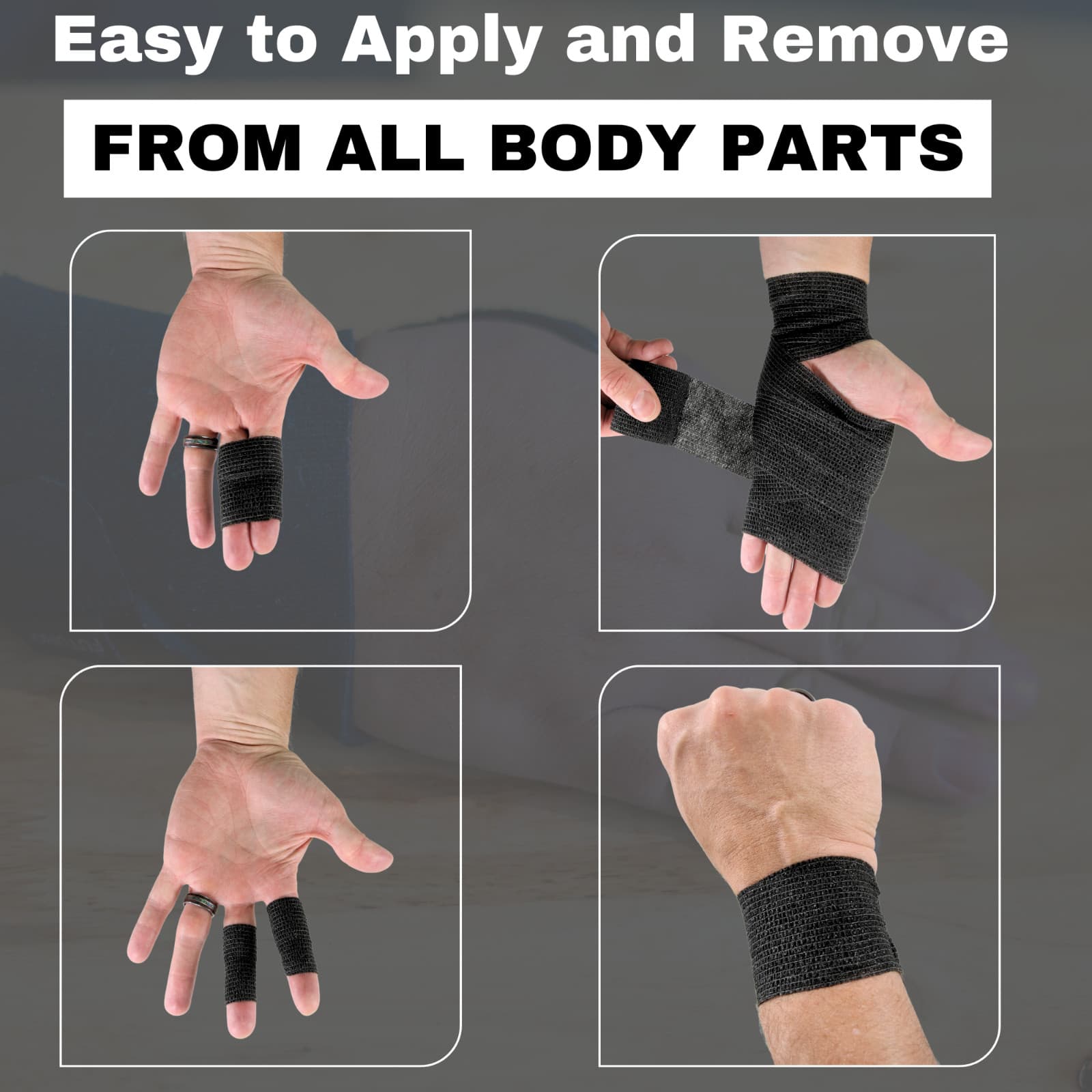 24 Count Black Self Adhesive Bandage Wrap, 2" x 5 Yards (15 feet) Tape 4