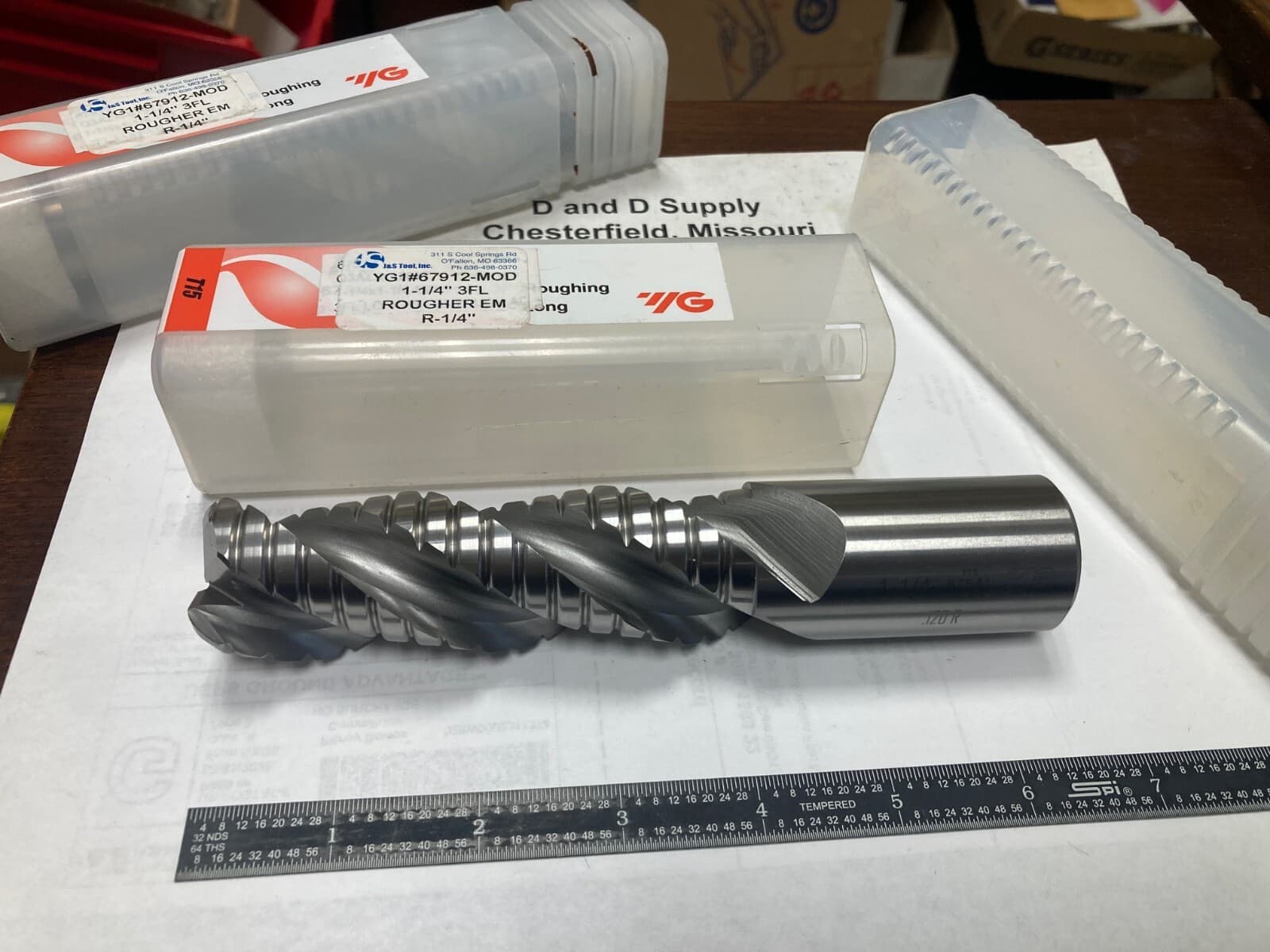 YG-1, 1-1/4"x 1-1/4"x 4"x 6-1/2", 3-FL, Rougher for Aluminum, 1/4" Radius, T15