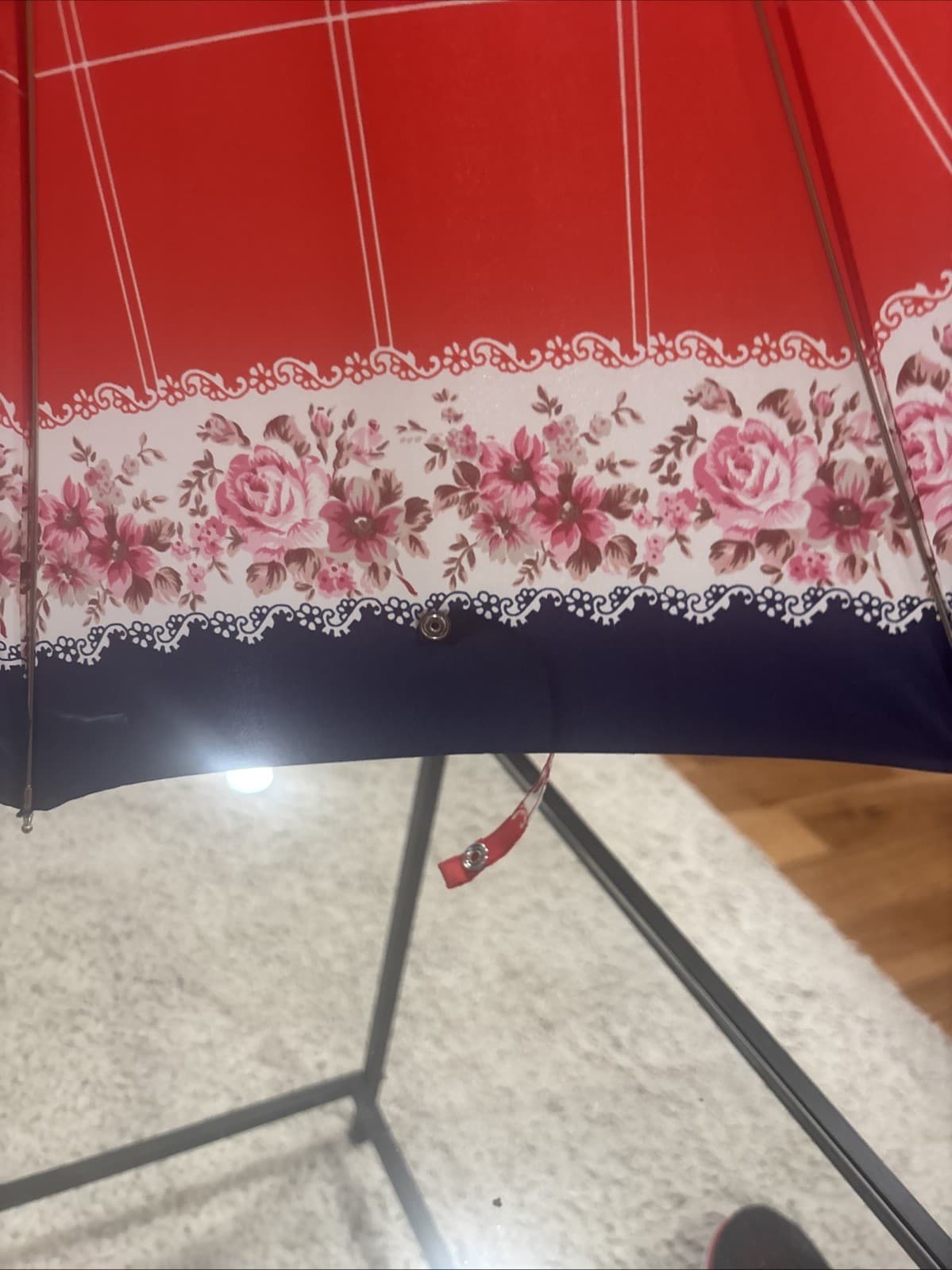 Vintage Kobold Automatic Umbrella Floral Cover Free Shipping Appears Unused 4