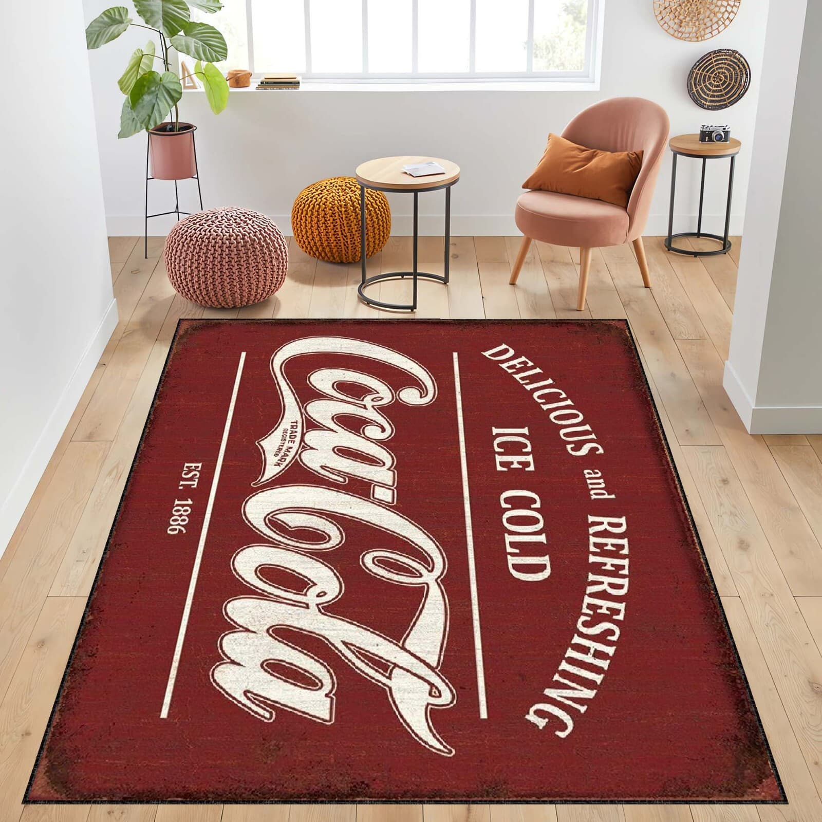 Coca Cola Rug,Abstract Rug, Coca Coca Retro, Custom Rug, Coca Coca Doormat, Home 2