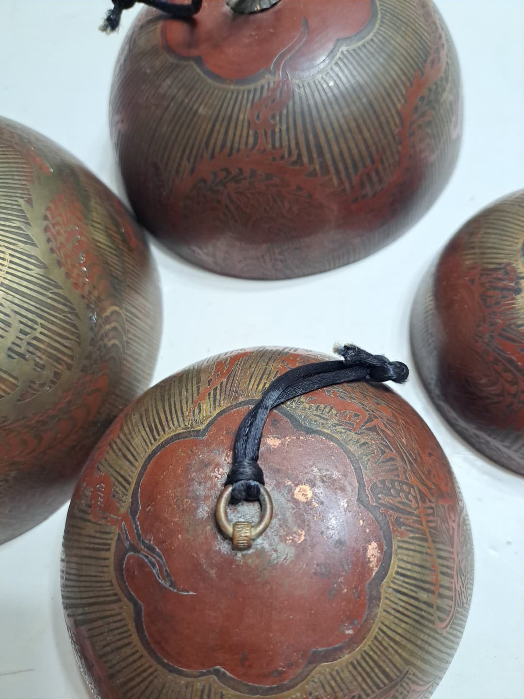 20th Century Chinese Brass Four Tier Cascading Temple Bell with Dragon... 3