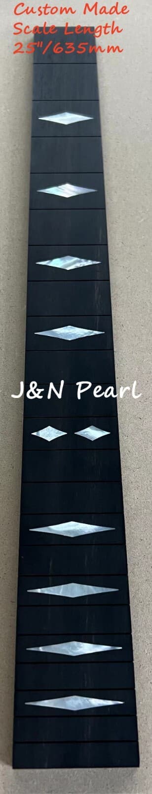 Custom Made 25”/635mm Scale Ebony Fretboard Inlaid 10pcs Figured MOP Diamonds 3