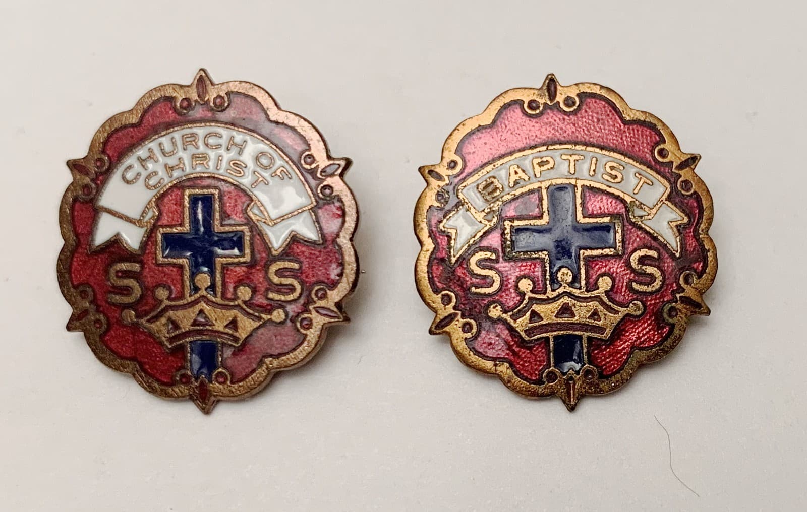Vintage Little System Cross Crown Sunday School Pins Church of Christ Baptist 6