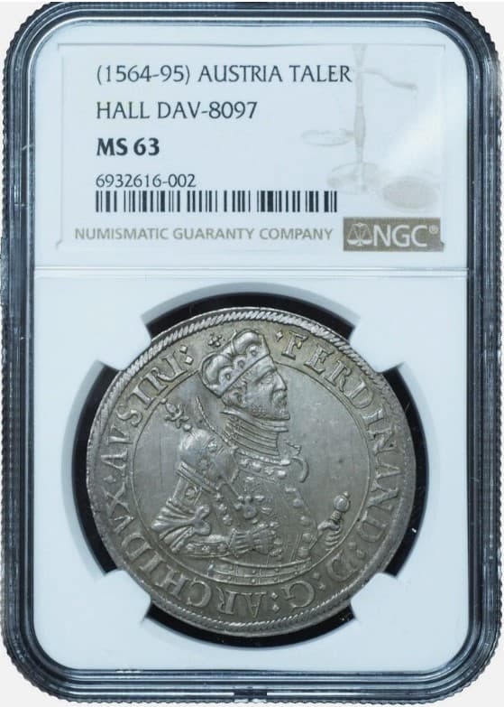 1564-95 Austria Hall Thaler or Taler Silver NGC MS63 GEM w/ HD Video - Beauty!