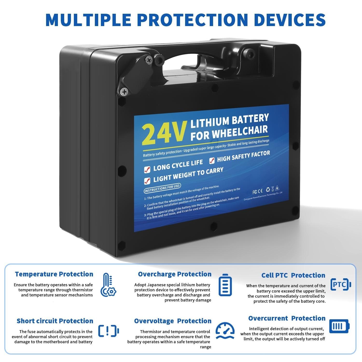 24V Li-ion Battery Pack  Replacement for Electric Wheelchair With BMS 4