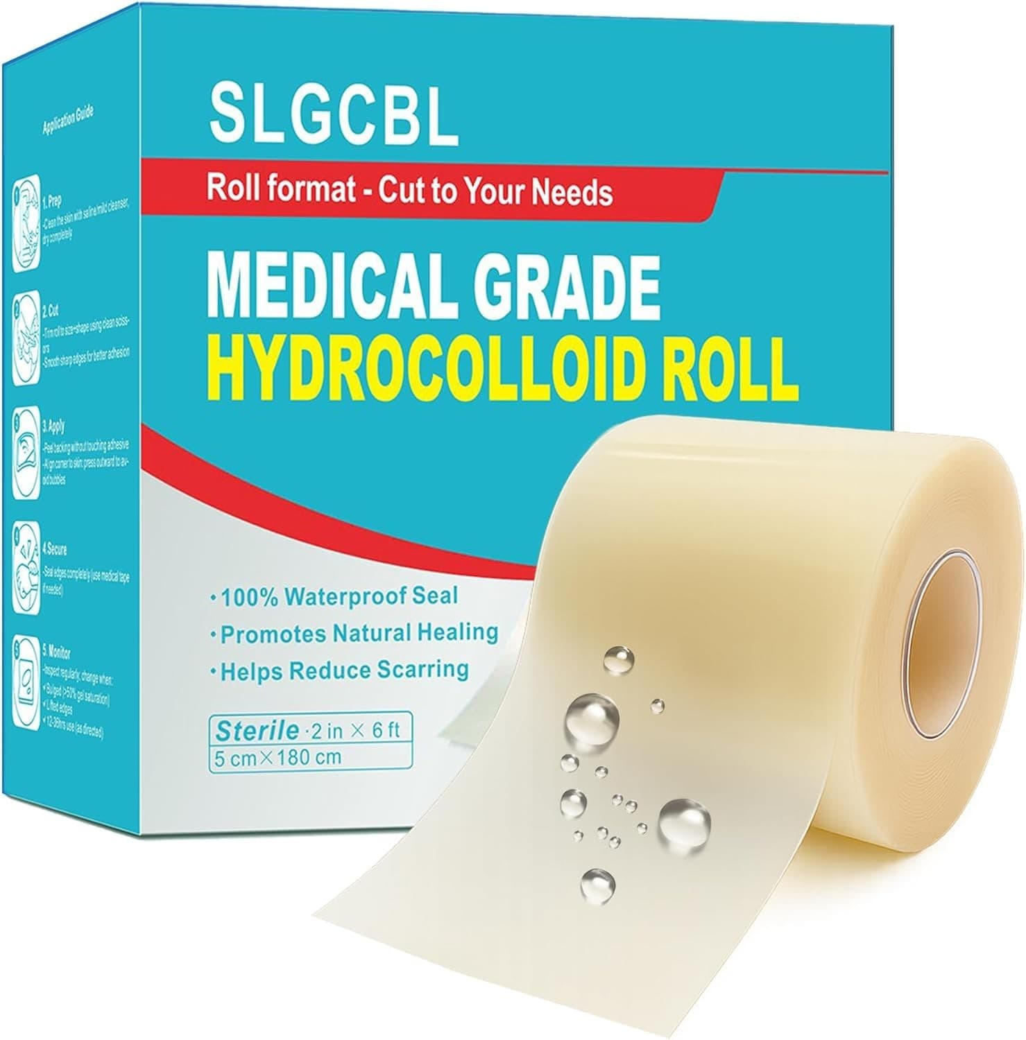 Hydrocolloid Bandages Roll for Wound Care, 2In*6Ft Hydrocolloid Patch, Hypoalle
