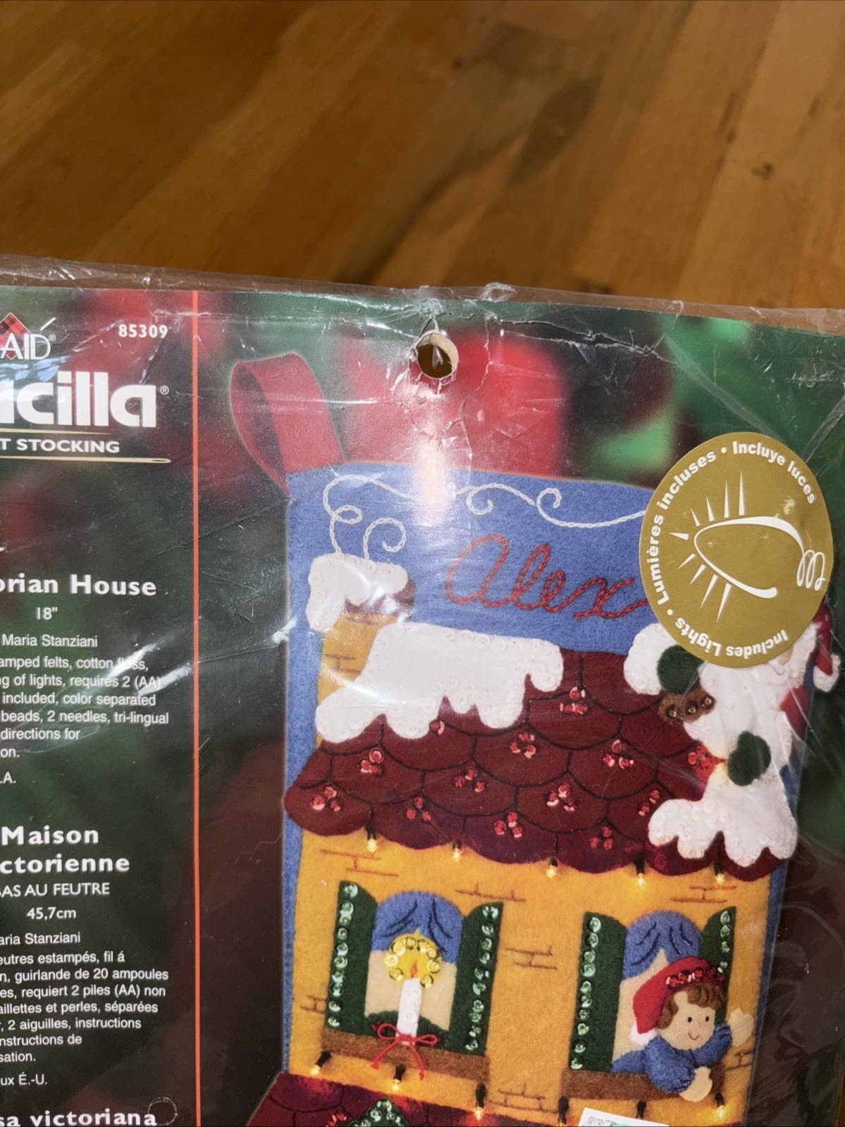 Plaid Bucilla Felt 18" Stocking Victorian House- Unopened Packaging Torn 2
