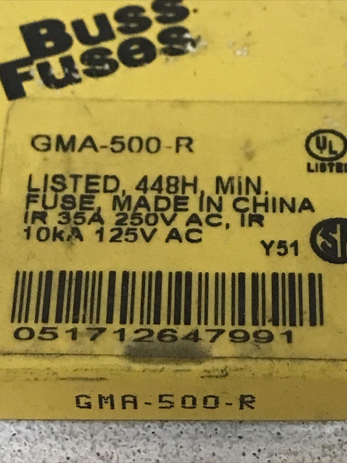 *BOX OF 5* Bussman GMA-500-R Fuse IR 35A 250V AC 2