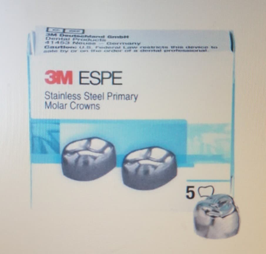 3M Stainless Steel Primary Pediatric Pedo Molar Crowns Baby Teeth Box of 5