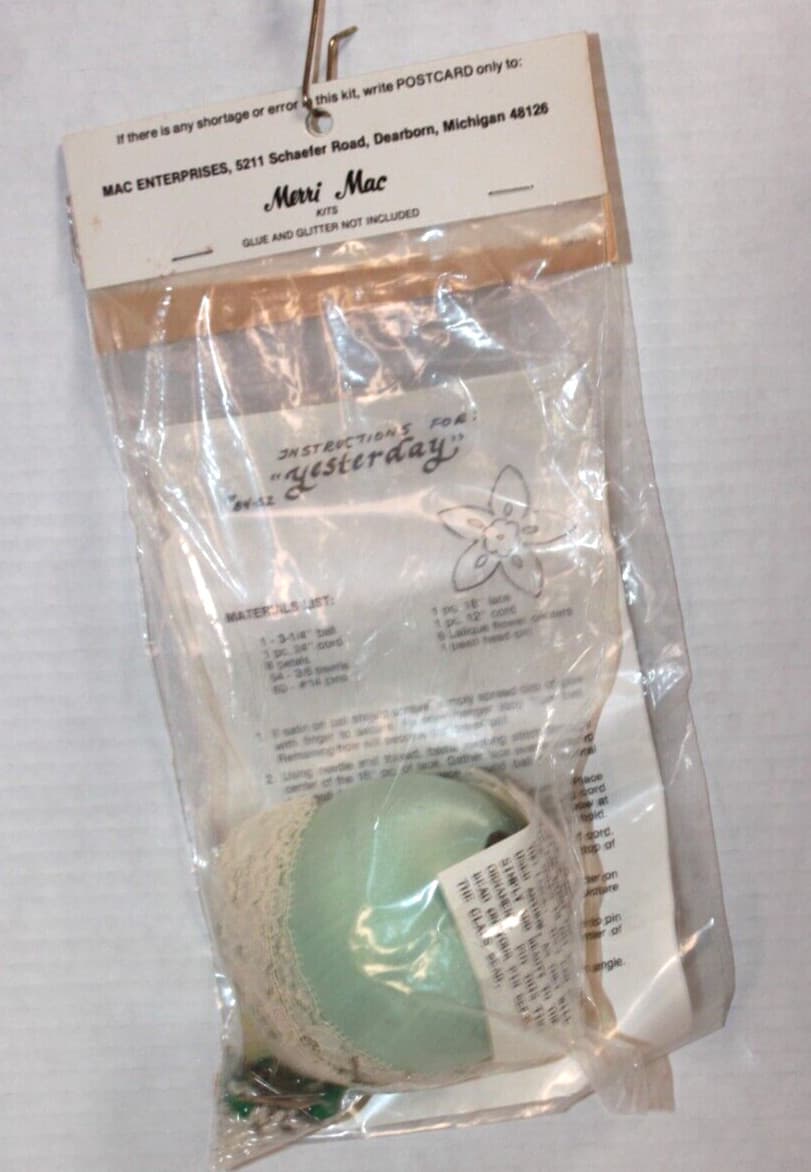 Vtg Merri Mac Tiny Treasure Yesterday Green Goddess Christmas Ornament Kit NIP 2