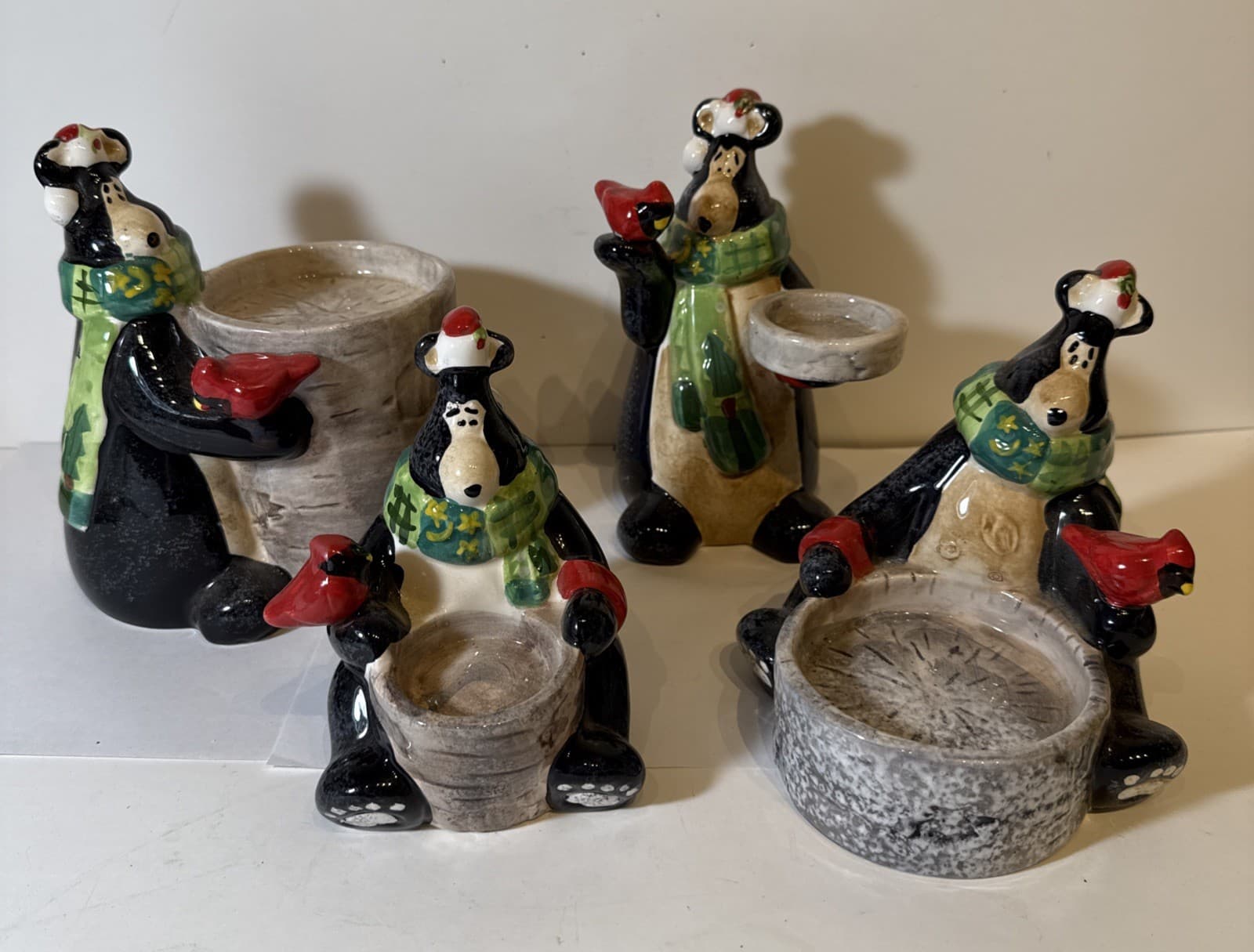 Set of 4 Holiday Christmas Bear Tealight Candle Holders Midwestern Home Products