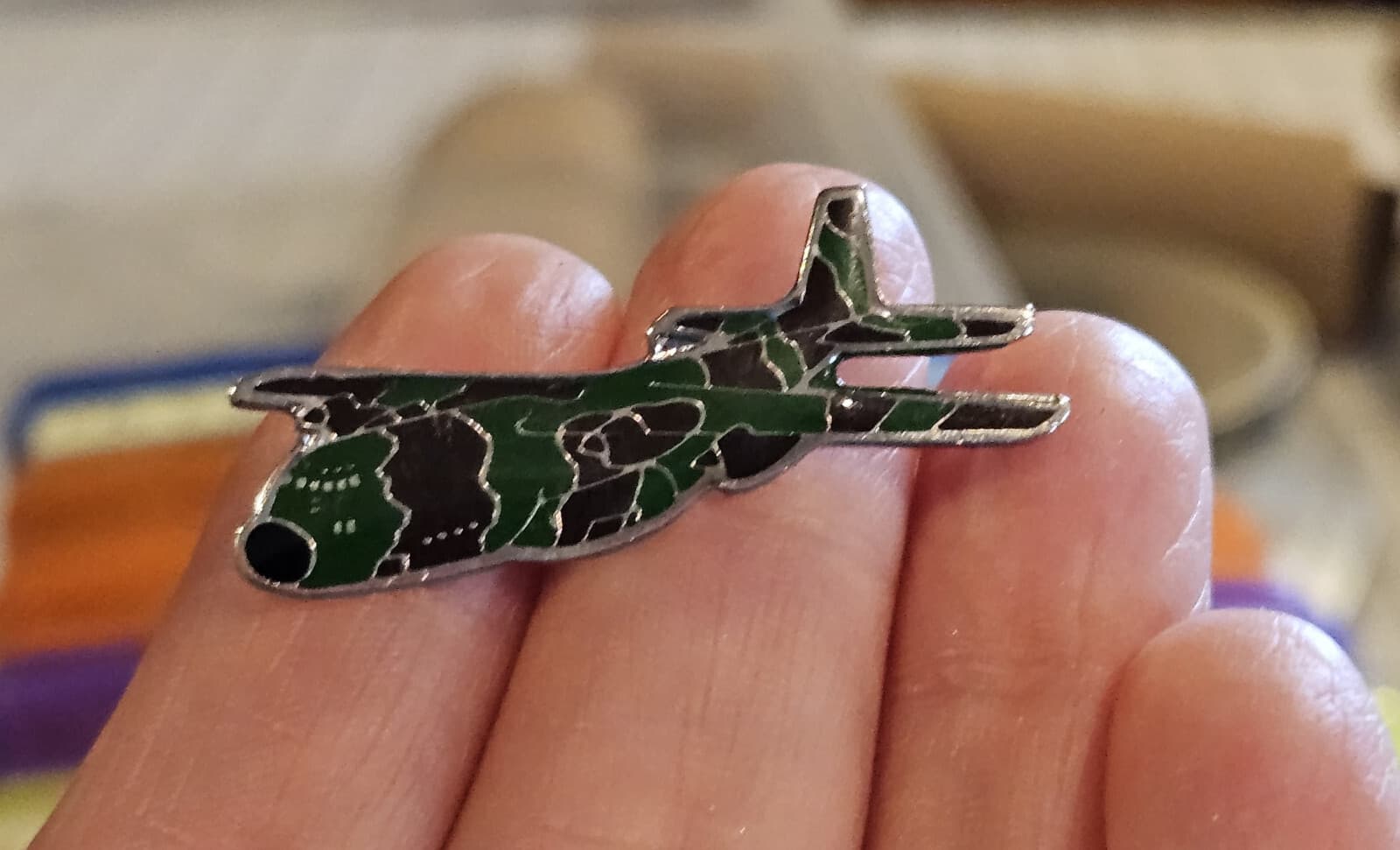 Airplane pin: Camouflage Green and Brown Enamel C-130 Hercules Hat Lapel Tie pin 6