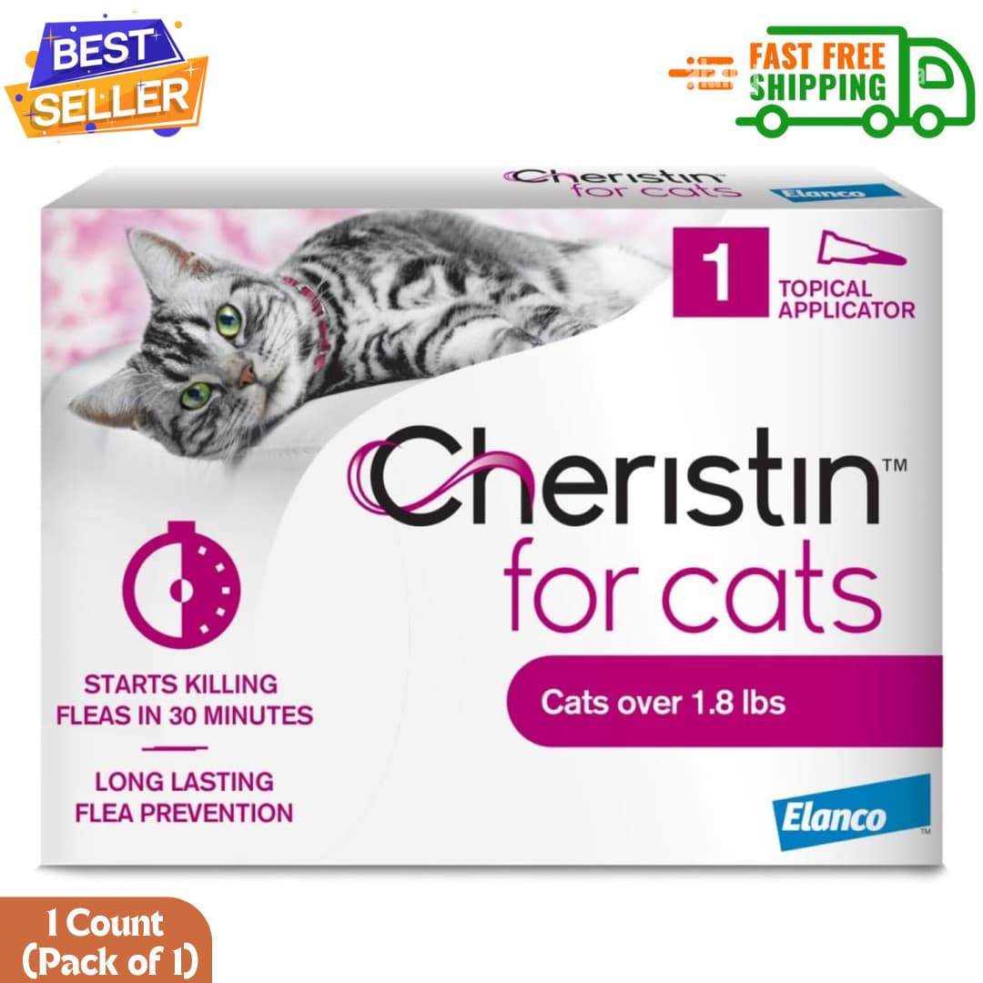 Cheristin Flea Treatment & Prevention for Cats | Fast acting topical flea, 1 Ct.