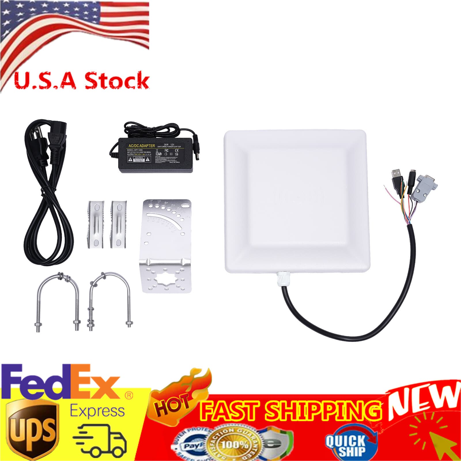 UHF Middle Range Integrated RFID Card Reader Adjustable 30dbm 5m 8dbi Antenna