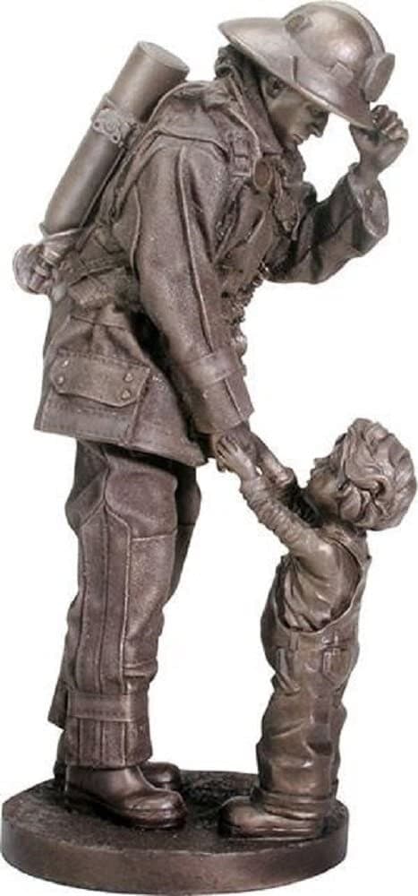 Fireman Fire Fighter with Child Decorative Figurine 11.75" Tall Resin
