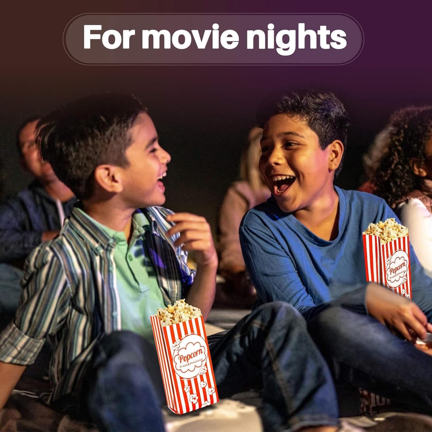 MAQIHAN 100 Popcorn Bags Individual Servings - Disposable Paper Bags...  5