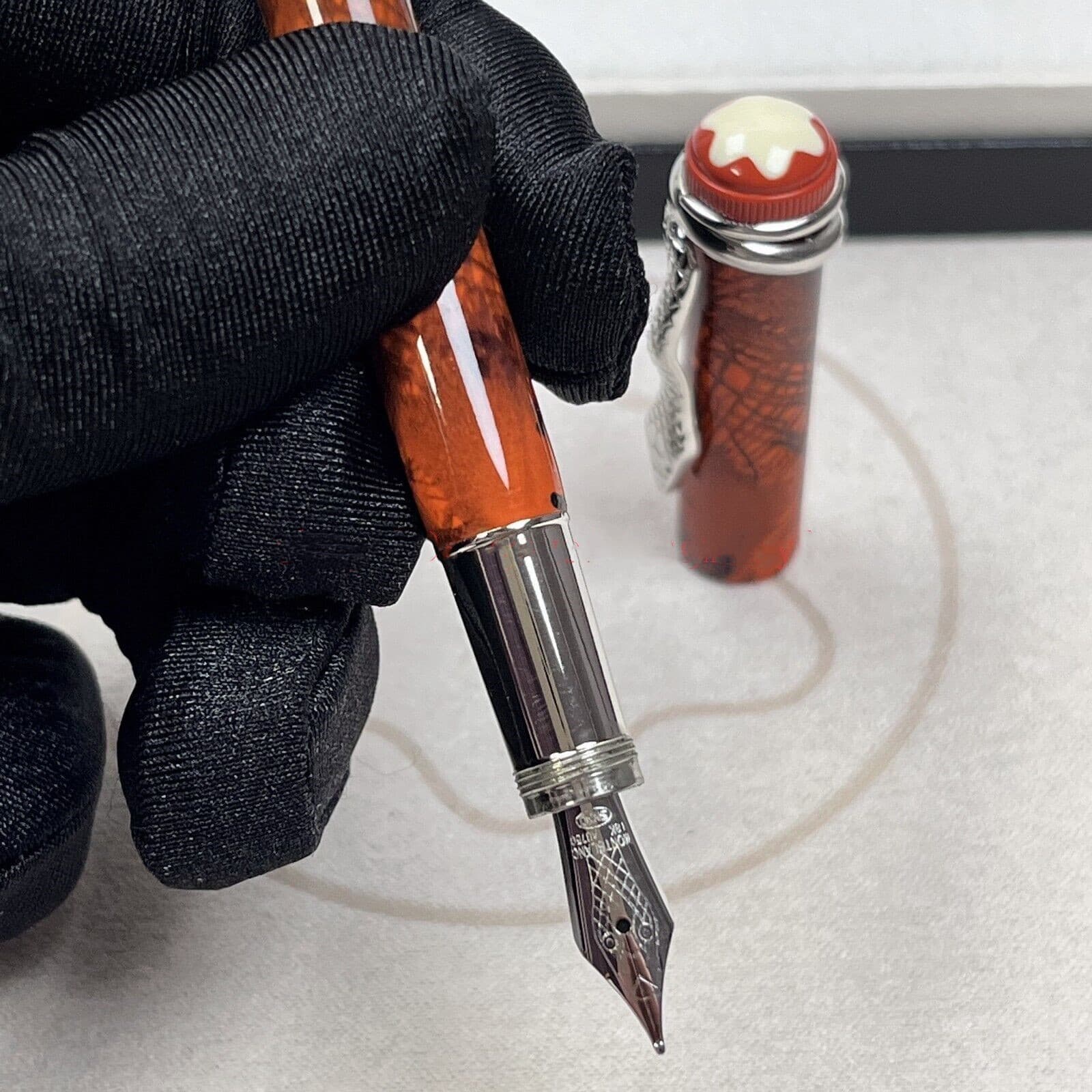 Perfect Snake Pens Series Marble Red-Silver Clip Fountain Pen 6