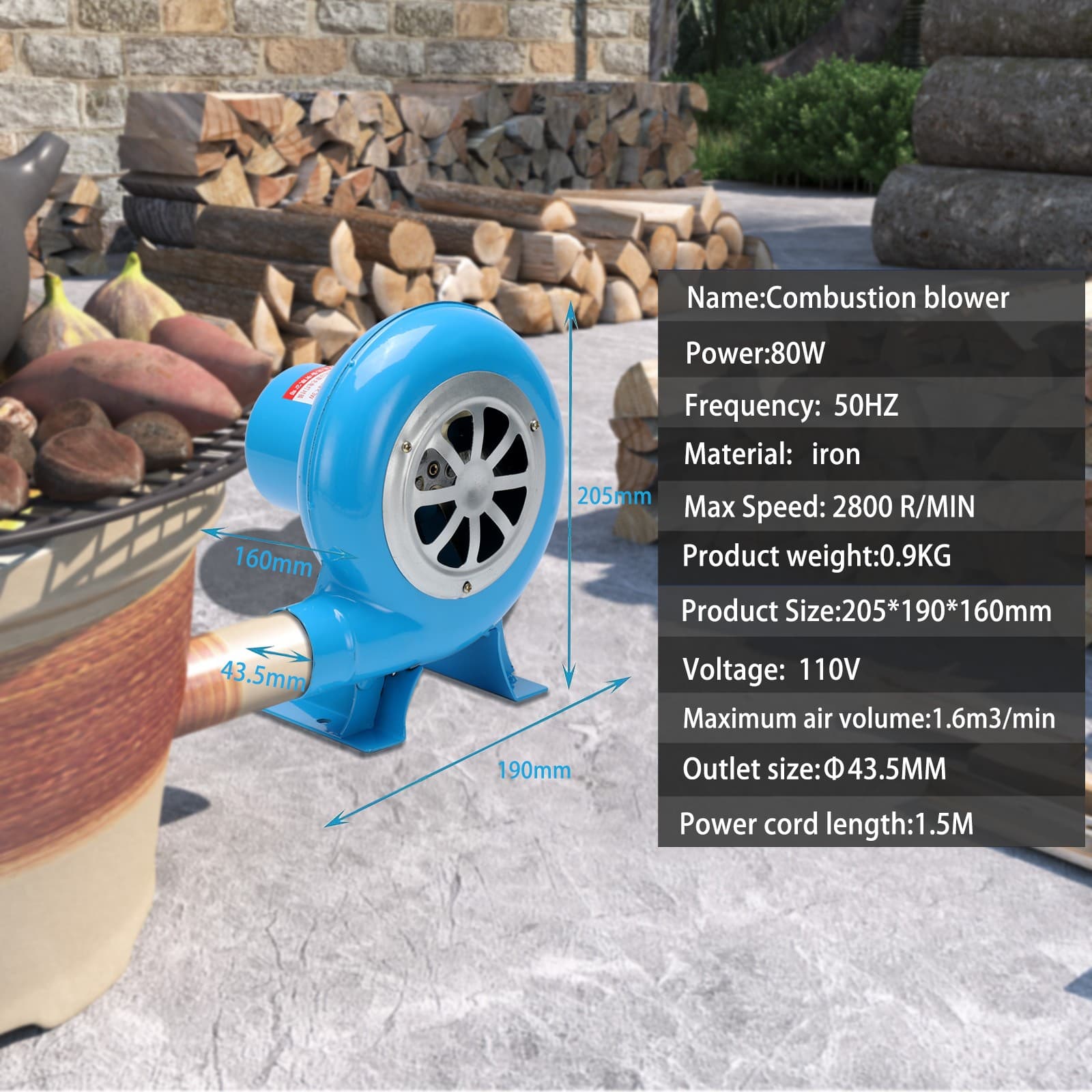 Squirrel Cage Fan BBQ Fan Combustion Furnace Blower Electric Forge Air Blower 4