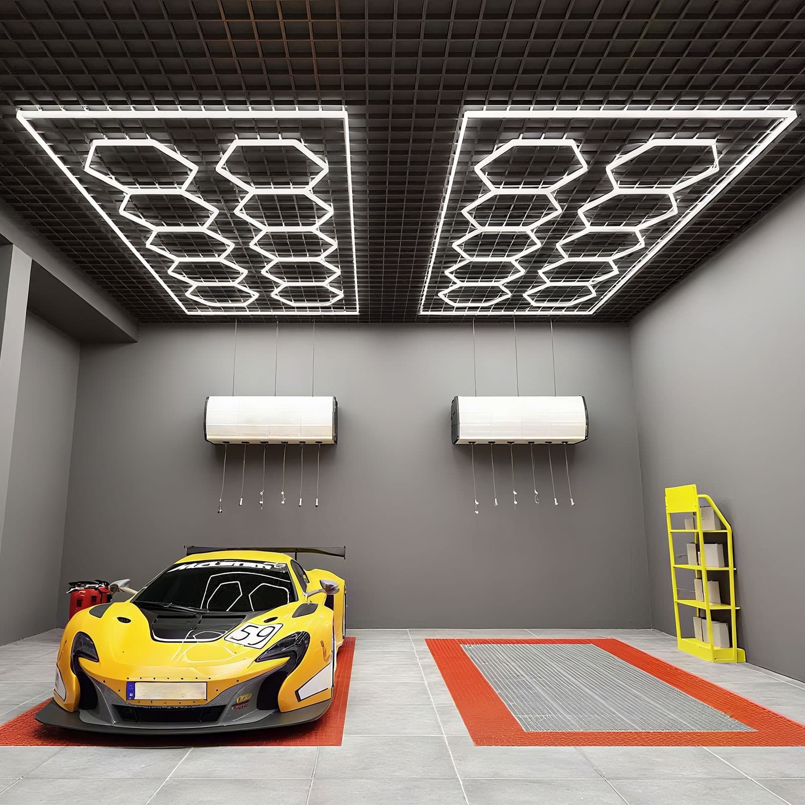 LED Hexagon Garage Lights 6500K Car Detailing Shop Light With Border for Garage 5