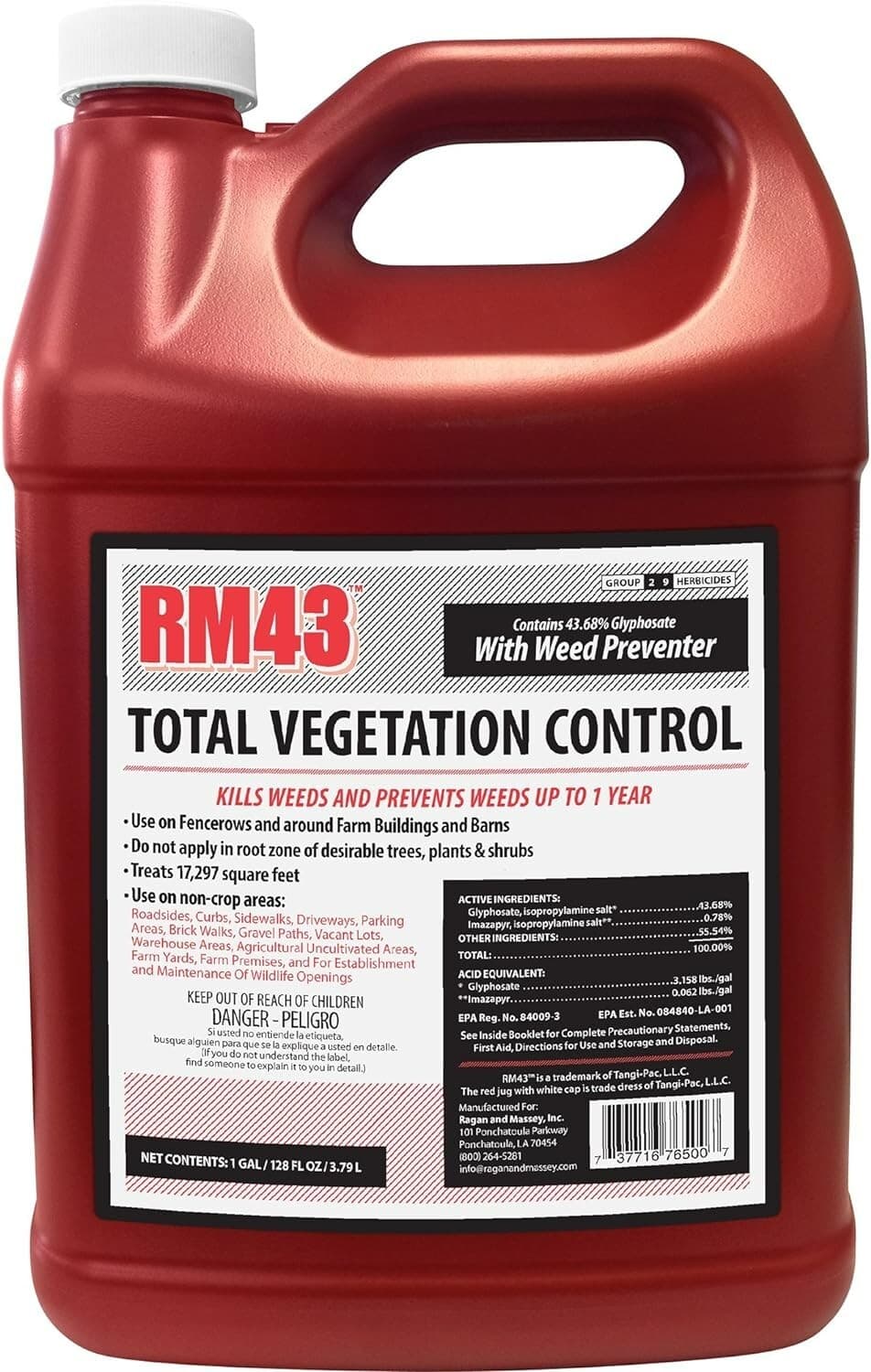 RM43 43 Percent Glyphosate Plus Weed Preventer Total Vegetation Control 1-Gallon