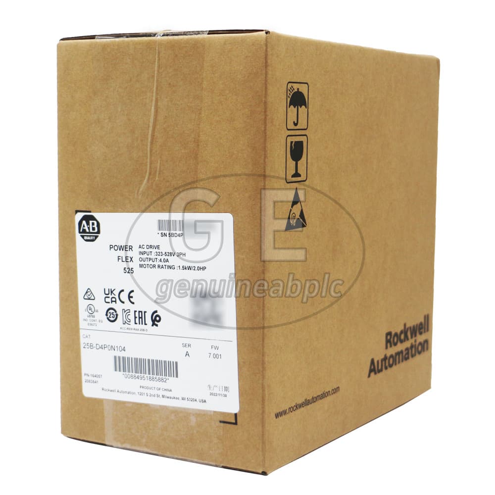 New Allen Bradley 25B-D4P0N104 PowerFlex 525 1.5kW (2Hp) AC Drive