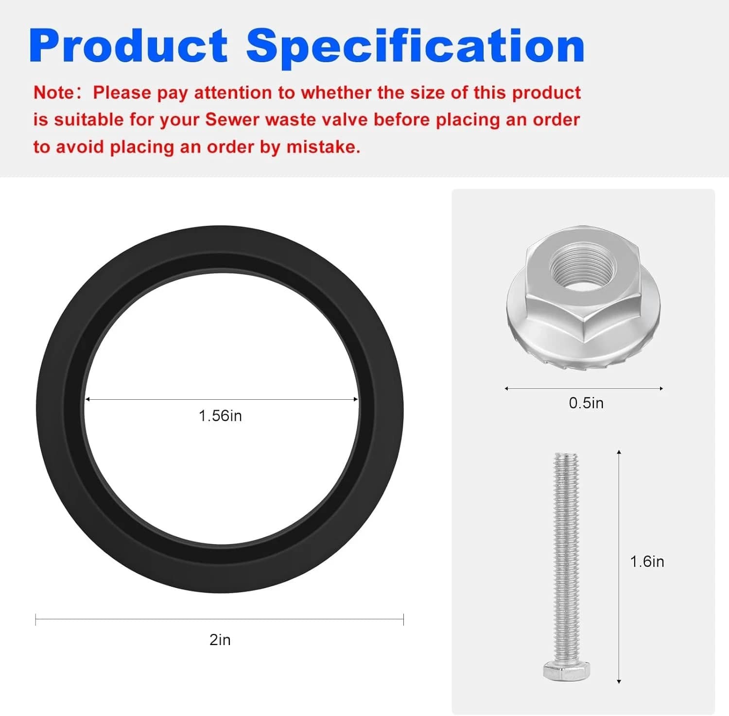 FulTyme RV, RV Waste Valve Seal Kit 1-1/2 Inch Replacement, valterra-ect-#T5969 5