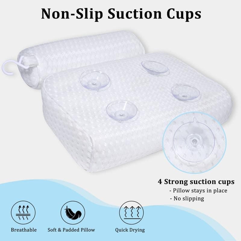Bath Pillow for Bathtub Support Neck,Head and Back with Non-Slip Suction Cups... 3
