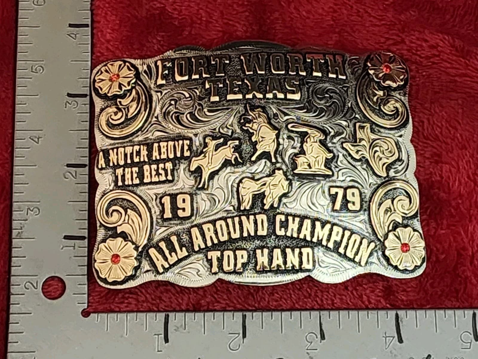 Rodeo☆1979☆All Around X-TREME Champion Trophy Buckle☆Fort Worth Texas☆Rare☆W11 3