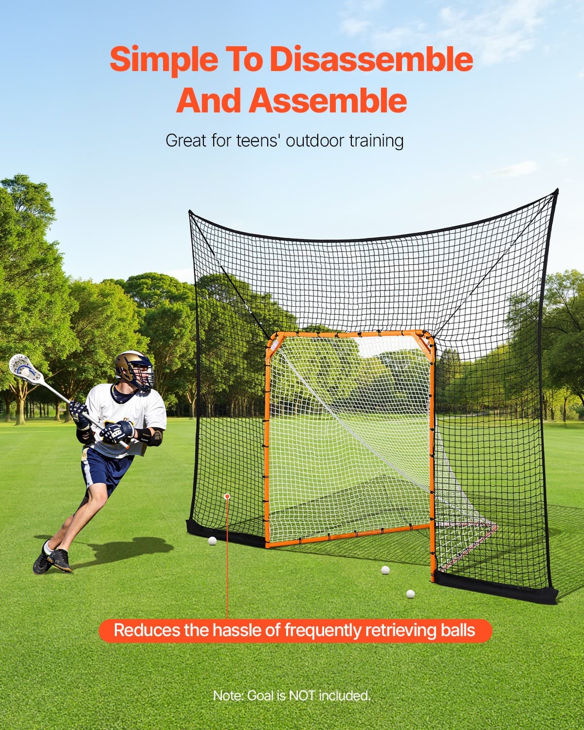 VEVOR 12x9 ft Hockey Lacrosse Goal Backstop Training Net Extended Coverage Net 2