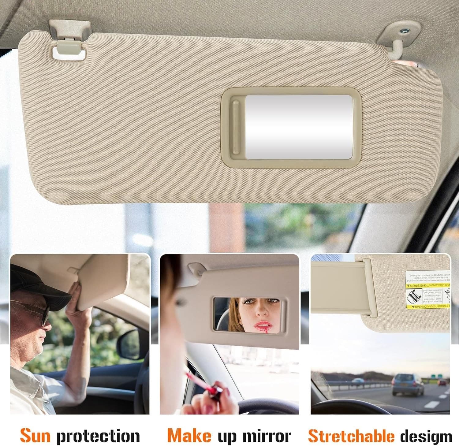 Right Passenger Side Sun Visor for 2010-2023 Toyota 4Runner Beige Sunvisor Re 4