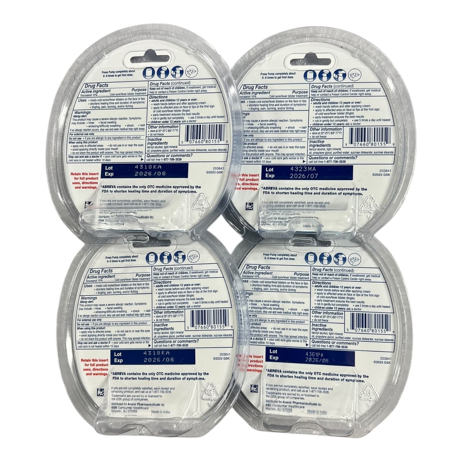 Abreva Cold Sore Fever Blister Treatment Total 4 Pump New EXP2026+ 2