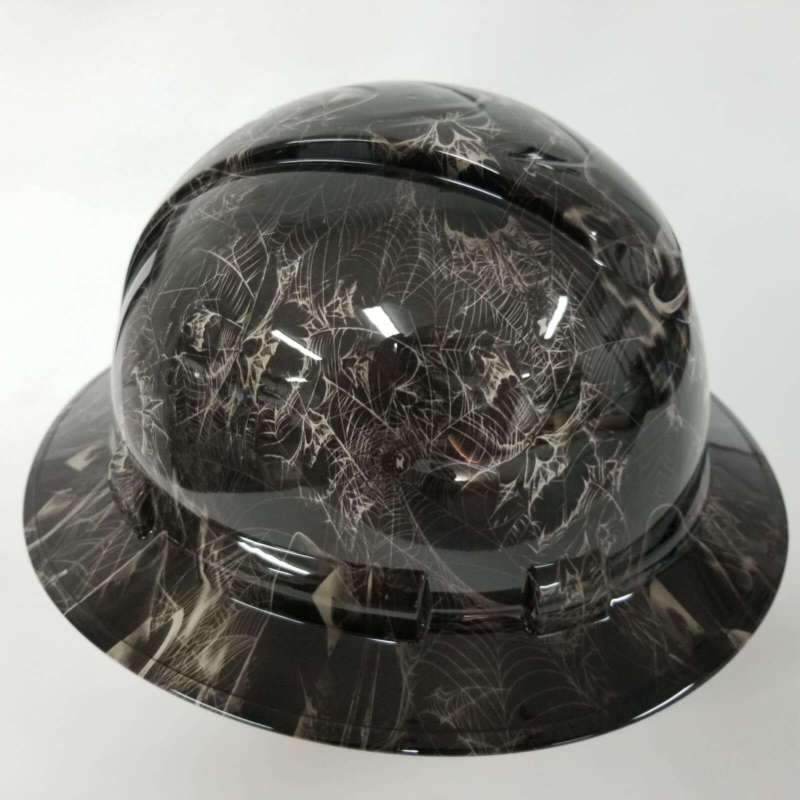 NEW FULL BRIM Hard Hat custom hydro dipped TOP HAT SPIDER WEB SKULLS  sick  2