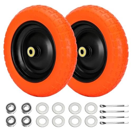 13" Flat Free Wheels Replacement for GOR Garden Cart Tires, 4.00-6 2 Orange 2