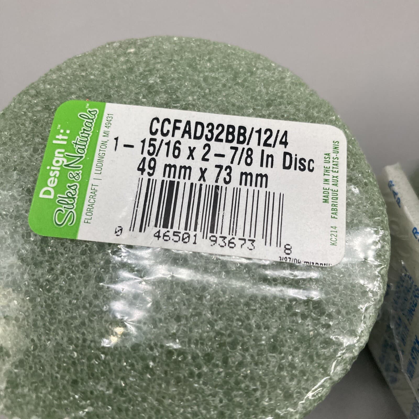 New 3X2" Disc Green Dry Strofoam Design It Foam for Silks & Naturals Lot of 4 2