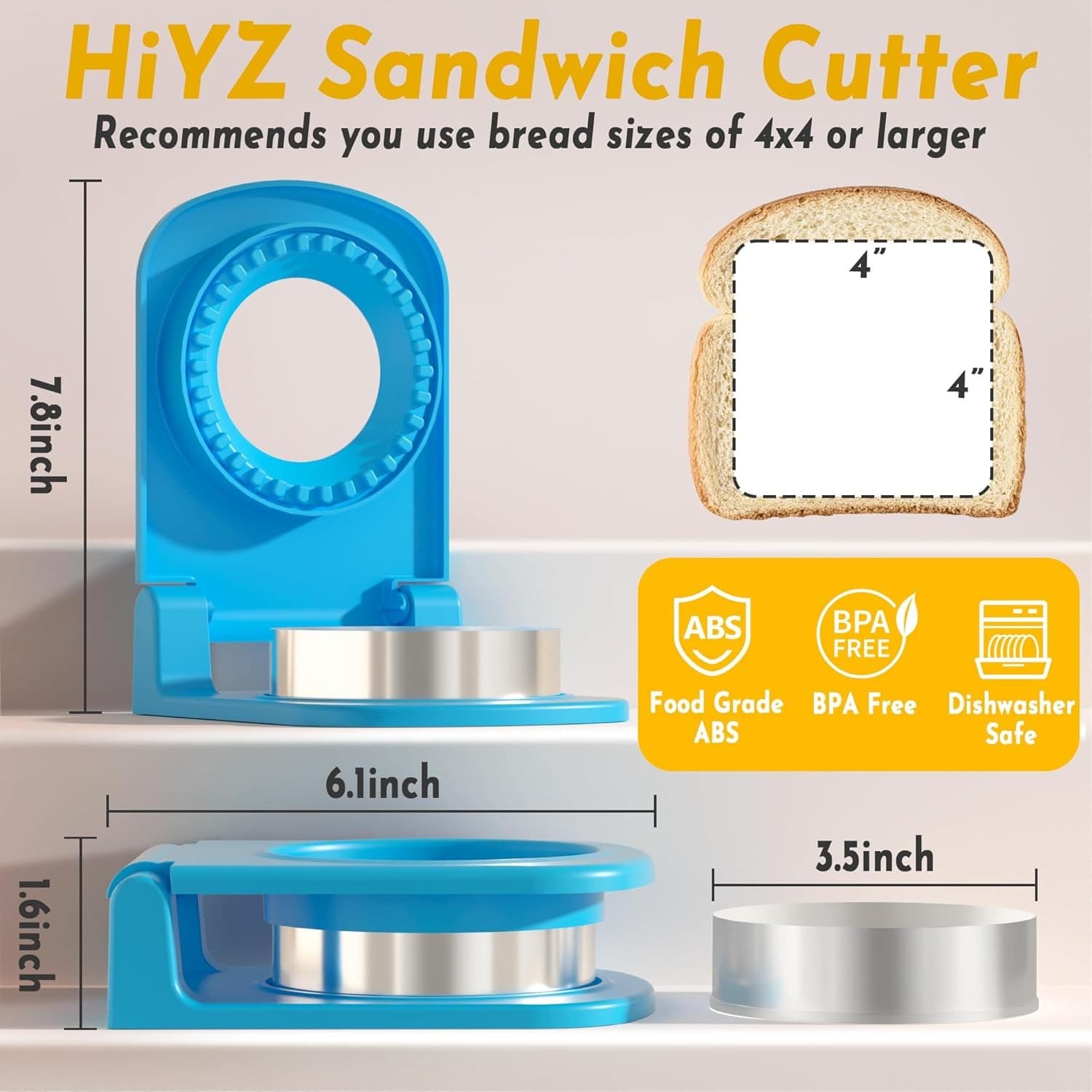Stainless steel crustless sandwich cutter for kids w/ fruit picks 3
