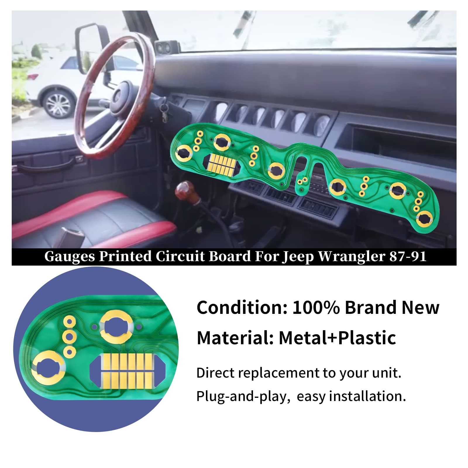 Gauges Cluster Circuit Board Compatible with Jeep Wrangler YJ 1987 1988 1989 ... 3