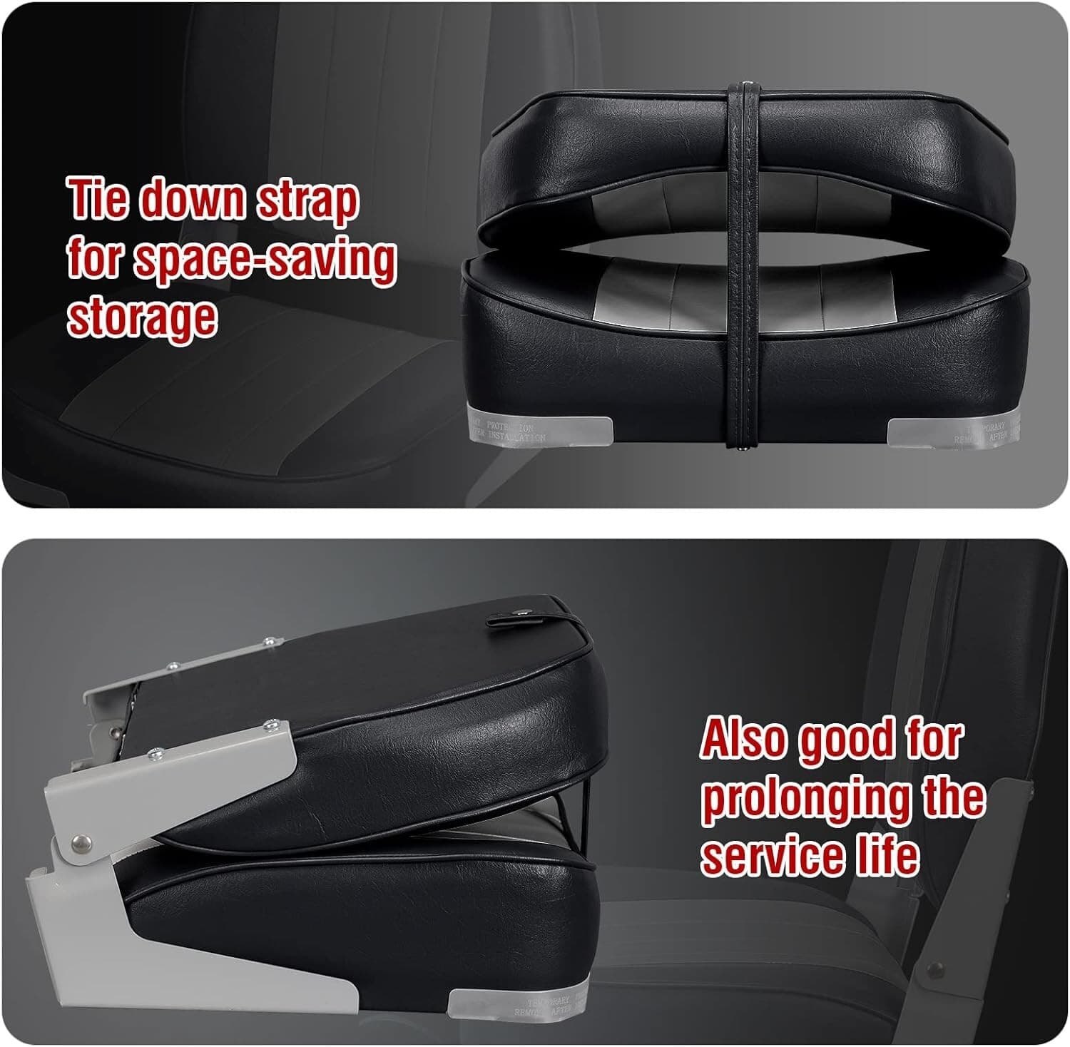 Pair of Folding Boat Seats - Marine-Grade Vinyl Upholstery - Ergonomic Design 6