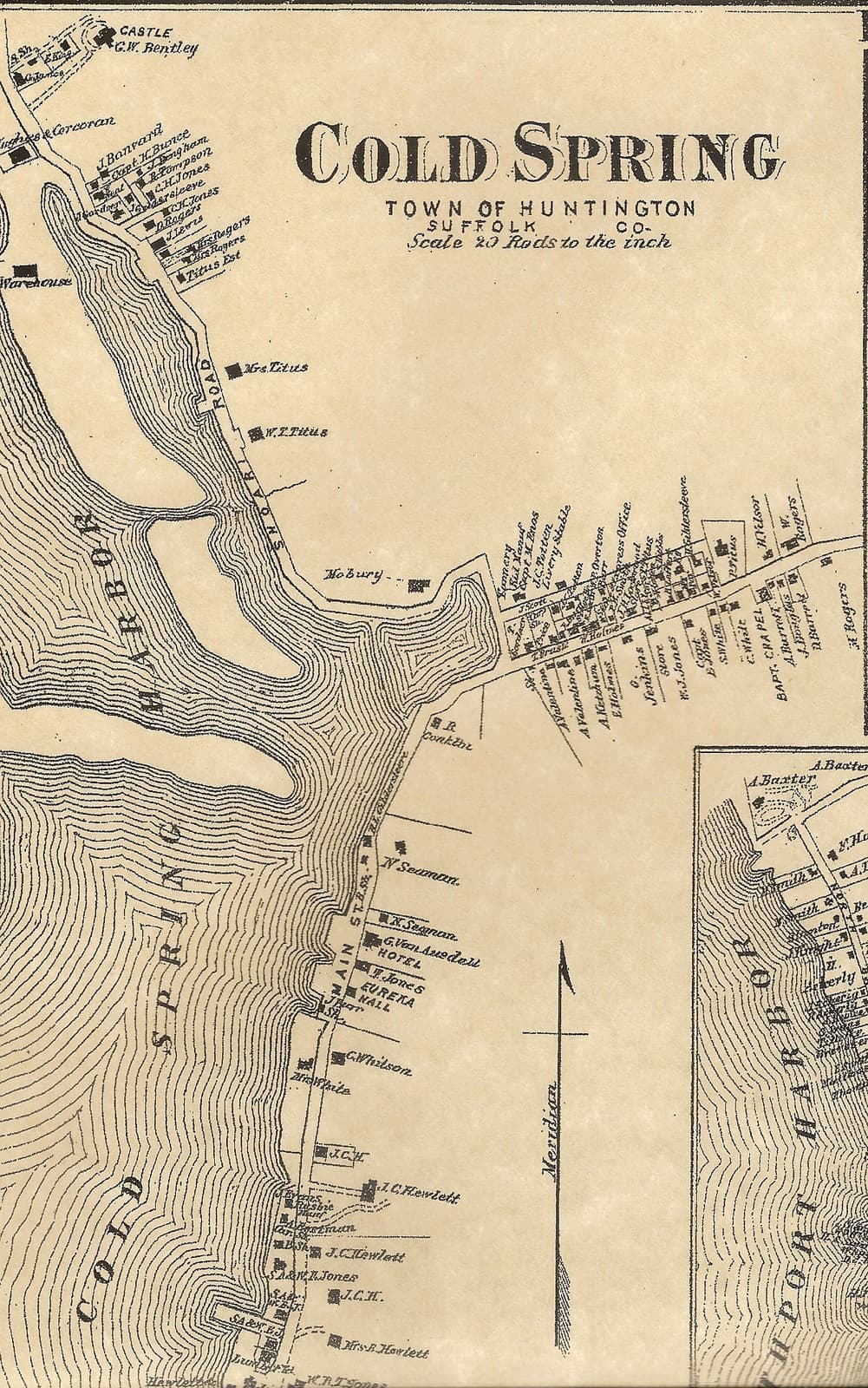 Cold Spring Huntington Bay Northport Halesite NY 1873 Map with Homeowners Names
