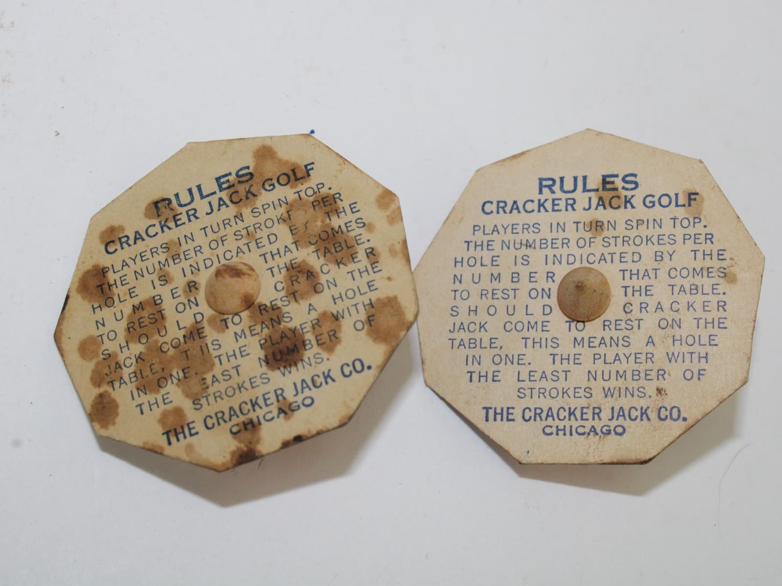 Pair of Rare 1920's Cracker Jack Golf Spinning Cardboard Prize Game 3