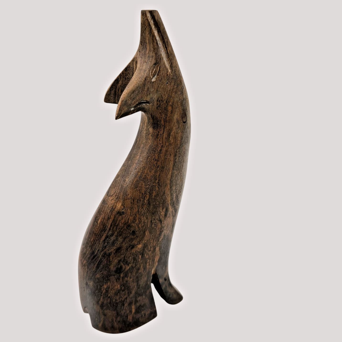 VTG Hand Carved Howling Wolf Figure Ironwood Southwest Seri Indians 8" Sculpture