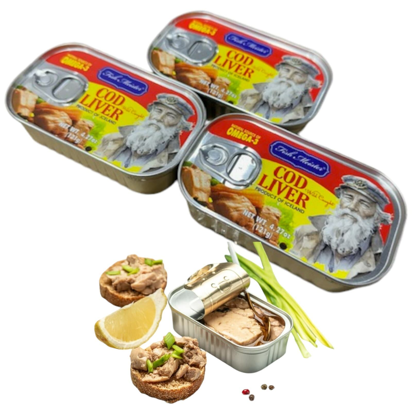 Fish Meister COD LIVER Canned in Oil - Wild Caught Cod Liver with Omega-3 Fatty