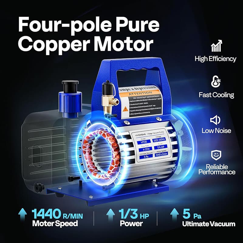 Upgraded 4CFM Vacuum Pump HVAC Refrigeration AC Manifold Gauge Set Leak Detector 3