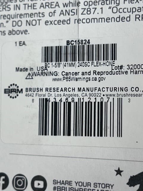 1-5/8" 240 GRIT SILICON CARBIDE FLEX HONE BRUSH RESEARCH (41MM) BC15824 - NEW! 4