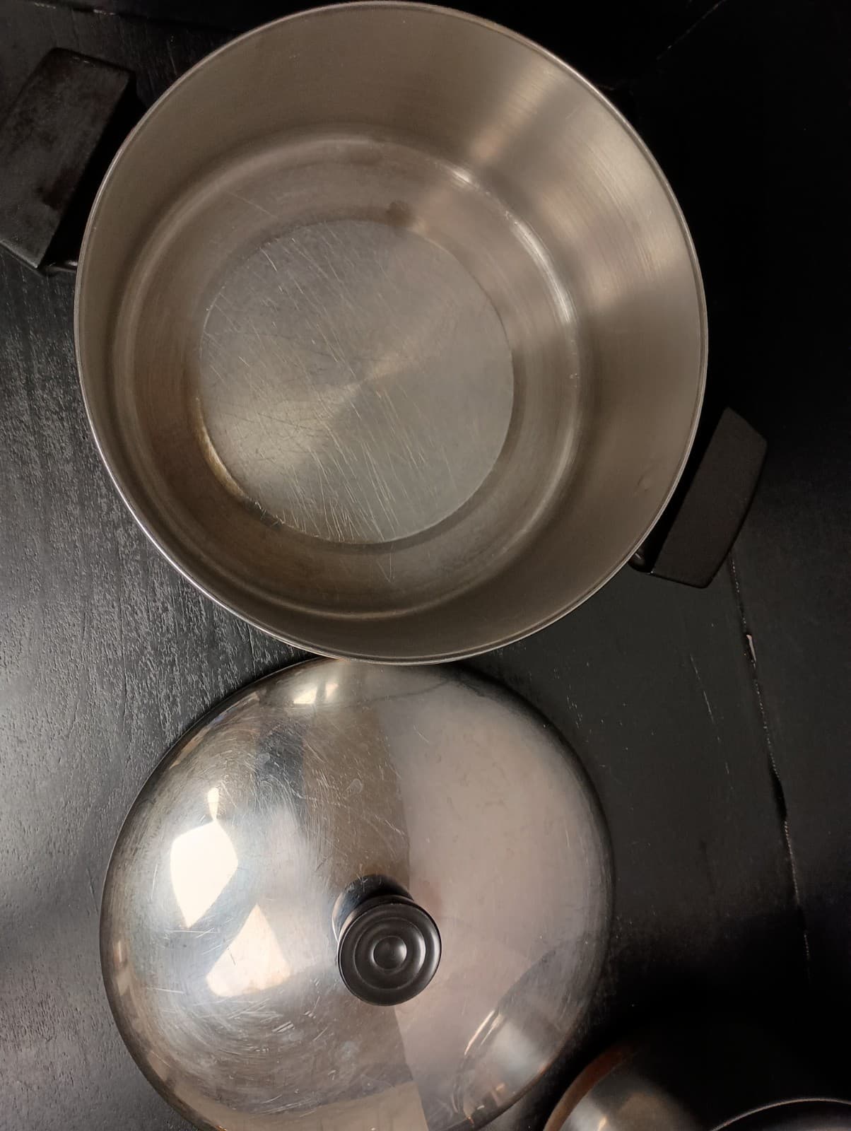 Vtg Set Of 3 Copper Bottom Revere Ware Pots W/ Lids 4.5, 2 & 1.5 QT Stock Sauce 3