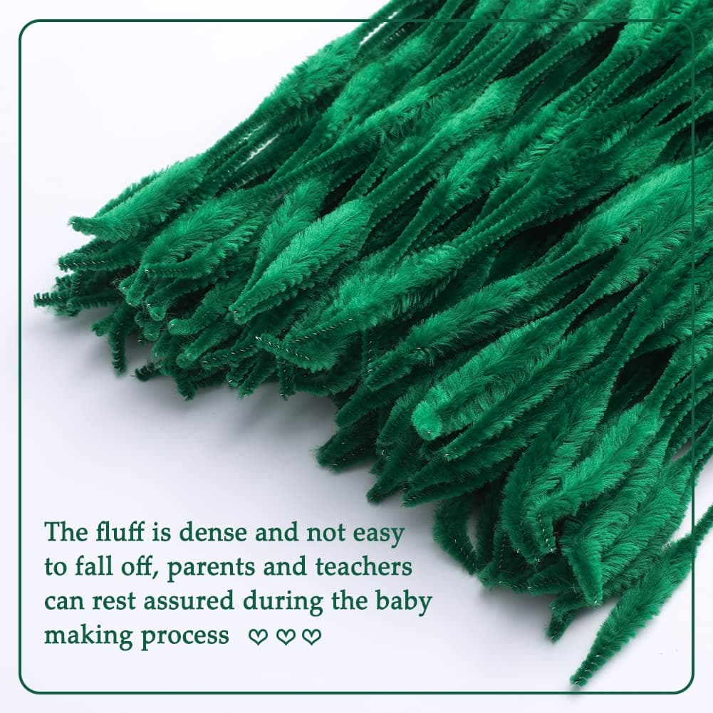 100 PCS Chenille Stem, Bump Chenille Stems, Green Pipe Cleaners Crafts Supplies  5