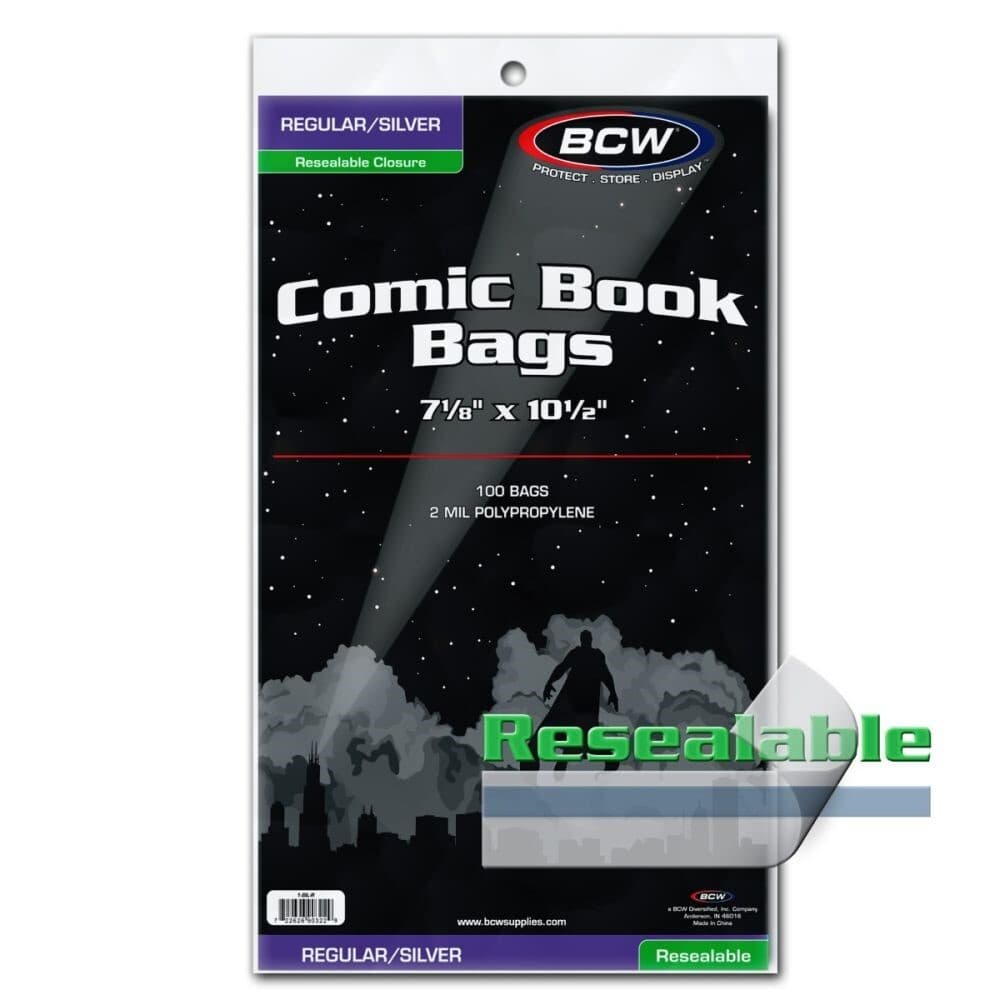 1000 BCW Silver Era Comic Book RESEALABLE Bags Sleeves + Back Boards 7 x 10 1/2" 4